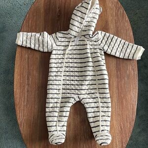 Nordstrom Quilted Striped Bunting with Faux Fur Hood - Size 12 Months